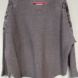 Liv Milano Beautiful Embellished Gray Sweater size XXL